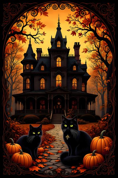 Mickey Mouse Wallpaper, Halloween Artwork, Fall Pictures, Halloween Clipart, Beautiful Dark Art, Halloween Wallpaper, Autumn Art, Halloween Cat, Halloween Art Vintage Halloween- Bobcats Castle Mickey Mouse, Halloween Artwork, Fall Pictures, Halloween Clipart, black