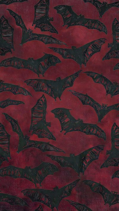 a red and black background with bats flying in the air on top of each other Burgundy Halloween Mlg, Goth, Gothic, Witchy, Edgy, Phone Patterns, saddle brown