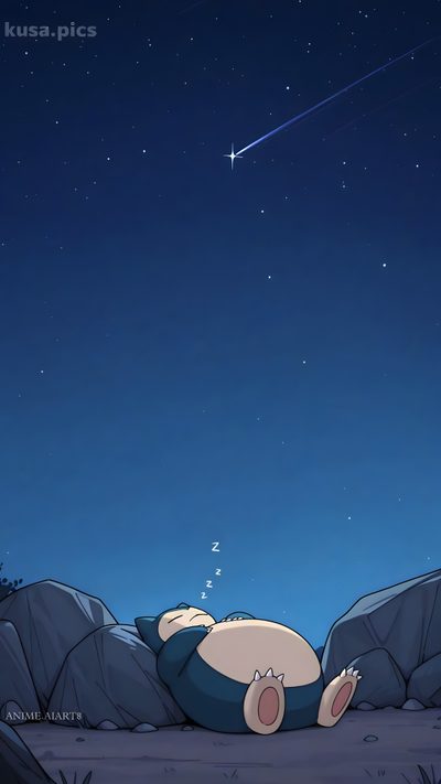 a cartoon character laying on top of a rock under a star filled sky Halloween Snorlax Snorlax Iphone, Pokemon Night, Pokemon Lofi, Pokemon Retro, Pokemon Bg, dark slate gray