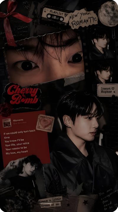 the poster for cherry bomb shows an image of a man's face and eyes Jungkook Halloween Dangerous Love, Beauty, Bts Lockscreen, Bts Book, Kpop, Bts, black