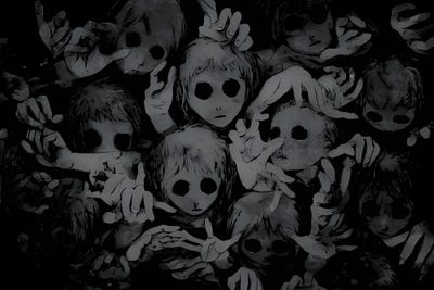 a group of people with their hands up in the air, surrounded by creepy faces Creepy Halloween Desktop Creepy Ipad, For Tablet Dark Theme, Pc 1280x1024, Ipad Creepy, Ipad Horror, black