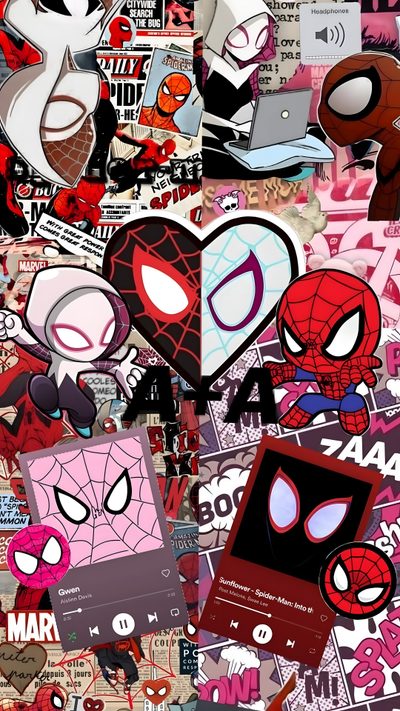 many different stickers are arranged together on the wall in this collage, including spider - man and other cartoon characters Halloween Spider Man Spider Gwen, Image Spiderman, Square Acrylic Nails, Close To My Heart, Pink, indian red