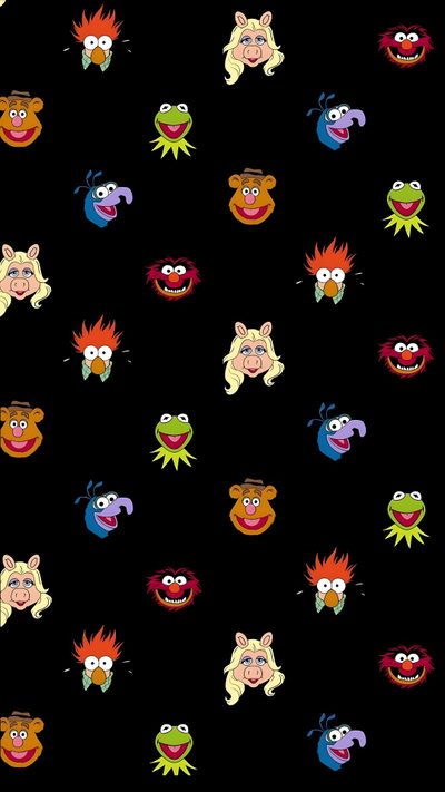 the sesame characters are all different colors and sizes on this black wallpaper pattern, Muppets Halloween Muppets, Muppet Cartoon, Muppet Iphone, The Muppets Iphone, Muppets Background, black