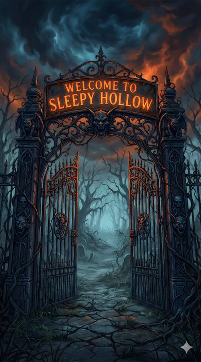 All Hallows Eve, Happy Halloween Gif, Nostalgia Art, Legend Of Sleepy Hollow, Halloween Wallpaper Iphone, Halloween Artwork, Holiday Wallpaper, Wallpaper Iphone Disney, Sleepy Hollow Halloween Town Gate All Hallows Eve, Happy Halloween Gif, Nostalgia Art, dark slate gray