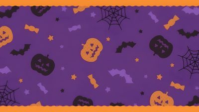 a purple and orange halloween themed background Halloween Purple And Orange Cute Halloween Pc Background, Aesthetic Cute Halloween Banner, Halloween Background Google Slides, dark slate blue