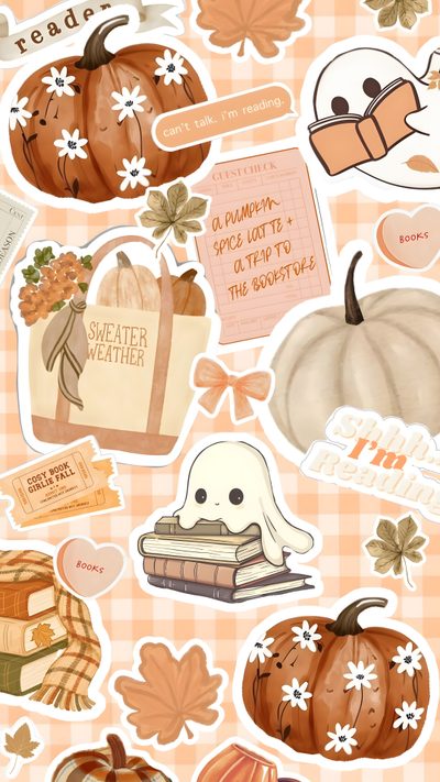 an assortment of fall stickers on a checkered tablecloth with pumpkins and leaves Preppy Fall/halloween Fall Cozy, Cute Fall Lockscreen, Autumn, Fall Collage, Fall Aesthetic Collage, wheat
