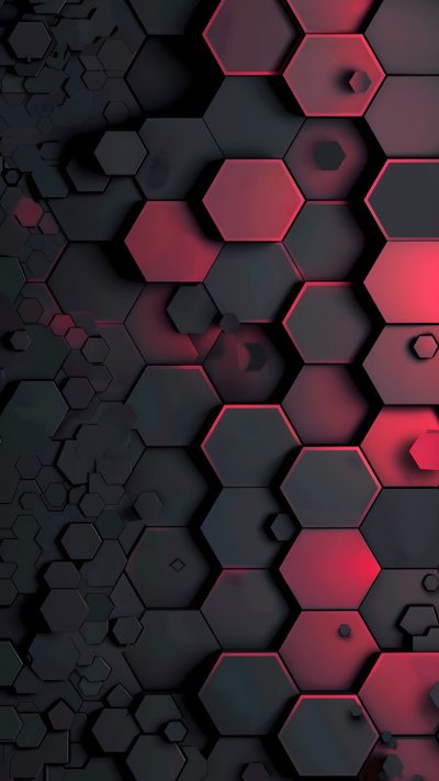 an abstract red and black background with hexagonal shapes Halloween Hexagon Dark Mode Backgrounds, Tuta Display, Best 8k For Mobile, Zedge, dark slate gray