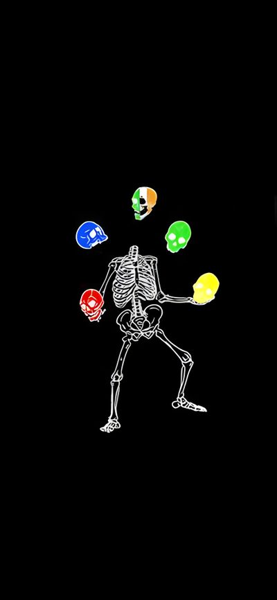 a skeleton juggling colorful balls in the dark One Direction Halloween Juice Wrld Skull, Bonez, Larry The Skeleton, Skeleton Crew, Dance Gavin Dance, black