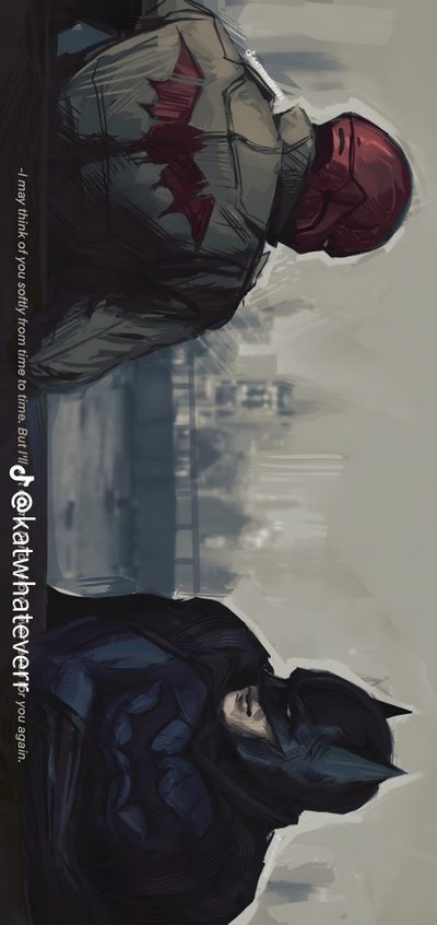 an image of a man with a bat on his head and another person's face in the background Dc Halloween Red Hood Comic, Batman Fan Art, Batman And Jason Todd Art, Batman Red Hood, dark slate gray