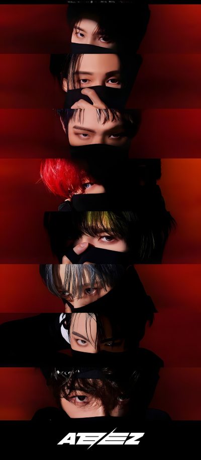 the poster for an upcoming movie with many different faces and hair styles, all in black Ateez Halloween Kpop, Kpop Iphone, 17 Kpop, Eyes, Ukiss Kpop, Best Kpop, black