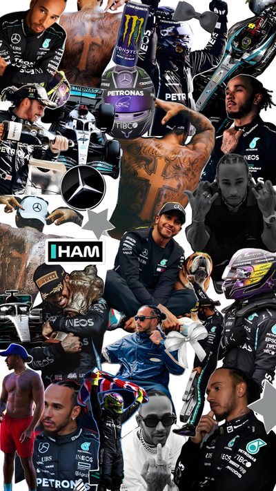 a collage of photos with different people and things in them, including the words ham Halloween Lewis Hamilton Collages Hd Lewis Hamilton, Eos, dark slate gray