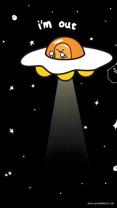 an orange and white cartoon character flying through the night sky with stars in the background Gudetama Halloween Gudetama Aesthetic, Gudetama Gifts, Gudetama Lockscreen, Gudetama Iphone, black
