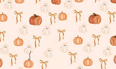 an orange and white halloween pattern with pumpkins, ghost, and candy canes Cute For Ipad Halloween Fall Desktop Backgrounds Aesthetic, Fall Ipad Backgrounds Horizontal, Fall Backgrounds Aesthetic Laptop, linen