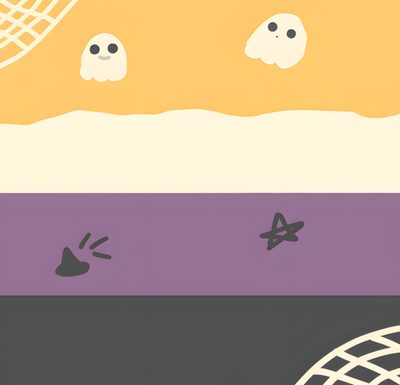 an image of halloween themed wallpapers with ghostes and pumpkins on them Nonbinary Halloween Cute Halloween Banner Design, Diy Halloween Party Decorations, Halloween Classroom Decoration Ideas, khaki