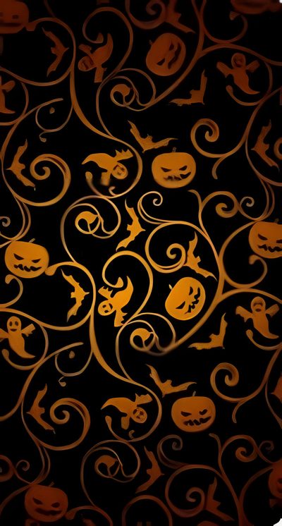 an orange and black pattern with swirls on it Halloween Trellis Ikat Custom Halloween, black