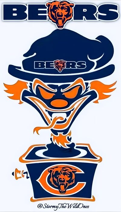 the chicago bears logo is shown in blue and orange Chicago Bears Halloween 1985 Chicago Bears, Chicago Bears Tattoo Images, Chicago Bears Images Free Funny, gainsboro