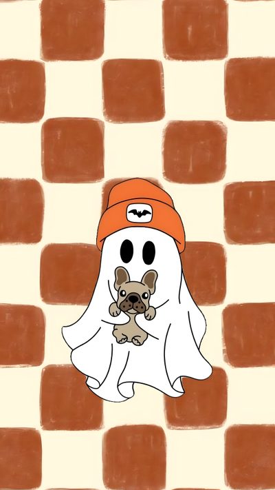 a drawing of a dog in a ghost costume Halloween Dog Ghost Ghost Dog For Phone, Fall Ghost, Cute Halloween, Halloween Cute, Halloween Dog, burlywood