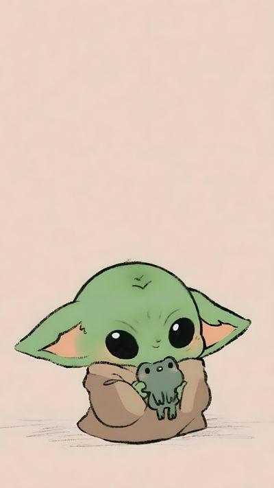 the child yoda is holding an object in his hands Cute Baby Yoda Halloween Cute Grogu, Iphone Baby, Baby Yoda With Frog, Baby Yoda Aesthetic, wheat