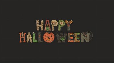 the words happy halloween written in different colors and shapes on a black background with an orange pumpkin Happy Halloween Desktop Halloween Laptop Hd, Halloween 2007, Halloween For Laptop, black