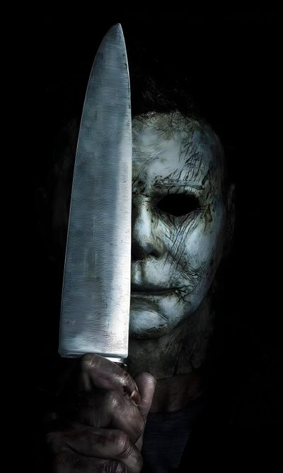 a man holding a large knife in his hand and wearing a creepy mask on it's face Halloween From Hollywood Movies Michael Myers Art, Michael Meyer, Film Horror, Horror Movie Icons, black