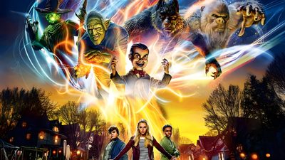 a movie poster for the wizard's tale starring three witches and two werewolvess Halloween 2018 4k Goosebumps The Vanishing, Goosebumps 4k, Ghostbusters 2016 Movie Poster, dim gray