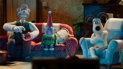 three cartoon characters sitting on chairs in a living room Wallace And Gromit Halloween Hd Wallace And Gromit Behind The Scenes, Wallace And Gromit, Wallace And Gromit Chicken, dark slate gray