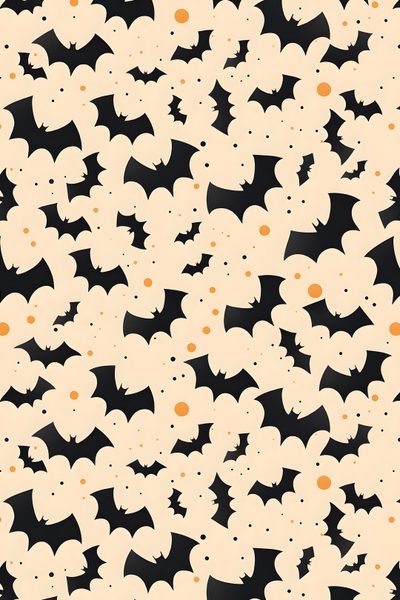 an image of bats and flowers on a black background that is very similar to mickey mouses Halloween Bat Pattern Halloween Poster, Halloween Stickers Printable, Sticker Printable, bisque