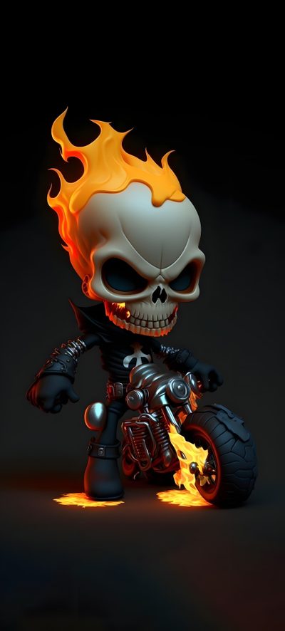 a skeleton riding a motorcycle with flames coming out of it's back end, Halloween Motorcycle Ghost Rider, Cool Skeleton, Marvel Superhero Posters, Live Screen, Image Swag, black