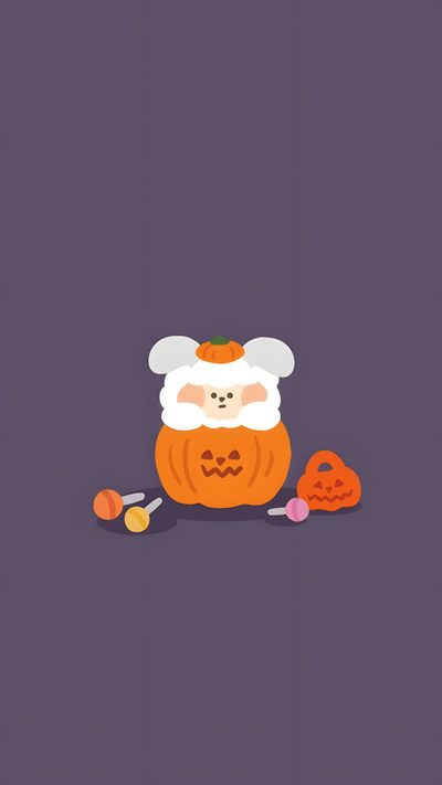 a cartoon pumpkin with a chef's hat on it and candy in front of it Halloween Sheep Autumn Sheep, Sheep Pumpkin, Halloween Bear, Halloween Sheep, dim gray