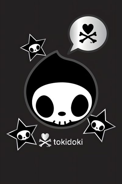 a black and white cartoon character with skulls on it Tokidoki Halloween Emily Strange, Tokidoki Characters, Ciao Ciao, Emo, Disegno Schizzi, black