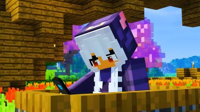 an image of a minecraft character sitting in a room Halloween Aphmau Rascal Minecraft, Aphmau Thumbnails, Aphmau, Michi Aphmau, My Street Aphmau, saddle brown