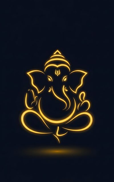 an image of a neon ganesha Ganesh Halloween Ganpati Logo, Golden Ganesha, Lotus Sculpture, Black Canvas Paintings,