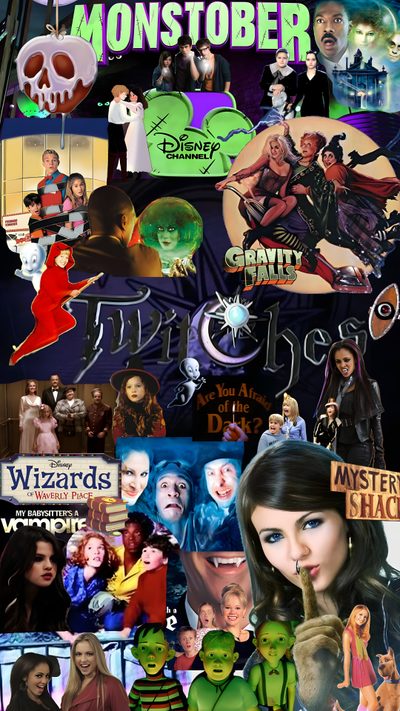 a collage of the characters from disney's animated movie monsters and their names Disney Channel Halloween Best Halloween Movies, Disney Channel Halloween, Halloween Pumpkin Carving Stencils, dark slate gray