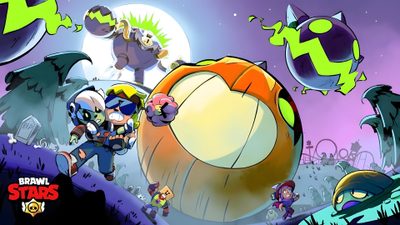 an image of some cartoon characters playing with a ball Brawl Stars Halloween Stars, Halloween, light slate gray
