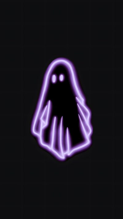 a neon purple ghost on a black background Neon Purple Halloween Violet Neon, Glow Iphone Neon, Glow In The Dark Iphone, black