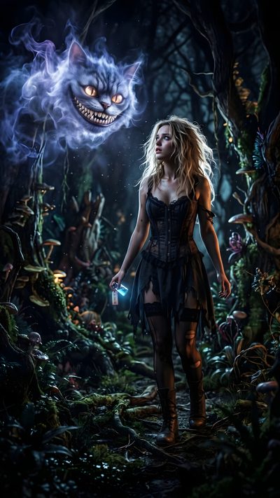 Pin Up Posters, Fantasy Women, Dark Fantasy Art, Alice In Wonderland, Dark Fantasy, Fantasy Art, Pin Up Halloween Alice Custom Pin Up Posters, Fantasy Women, Dark Fantasy Art, Alice In Wonderland, black