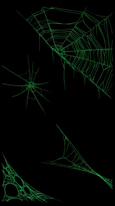 three green spider webs on black background Halloween Green Aesthetic Backgrounds Green, Green, Deep Green Aesthetic, Green Spiderman, Black Green,