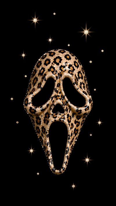 a leopard print mask with stars in the background Halloween Cheetah Print Backgrounds Iphone, Cheetah Art, Random, Leopard Print Lockscreen, black