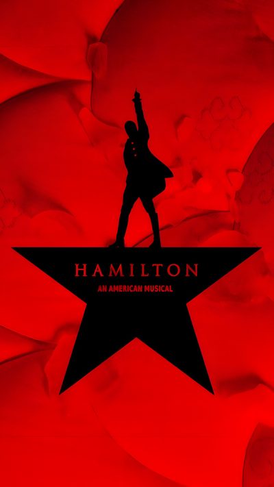 an american musical poster for the film'hamilton'with a silhouette of a man on top of a star Hamilton Halloween Hamilton Collage, Hamilton Musical Collage, Hamilton, Hamilton Background Iphone, firebrick
