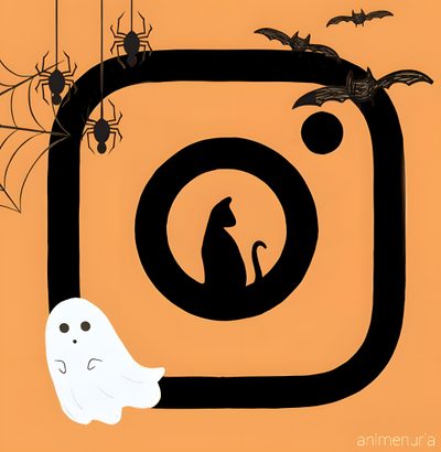 an orange background with black and white halloween decorations on it, including a cat sitting in front of a television screen Halloween Snapchat Halloween Snapchat Logo, Halloween Iphone App Icons, Halloween Themed Icons, sandy brown