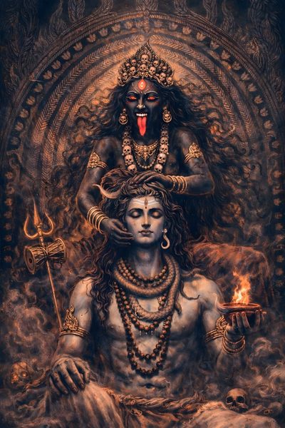 the hindu god is depicted in this painting Halloween Kali 2 Angry Kali And Shiva, Kali Ma And Shiva, Kali Sleeve Tattoo, Kali And Shiva, dark slate gray