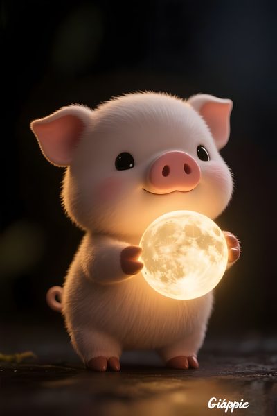 a small white pig holding a glowing ball Cute Halloween Pig Small Pigs, Cottagecore, Puppy, Beautiful Summer, Pig Decor, Mini Pigs, black