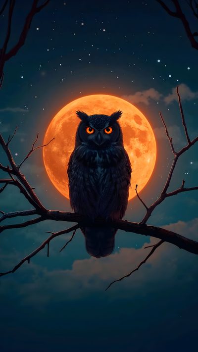 an owl sitting on a tree branch with the moon in the background Halloween Owl Hd Owl Wisdom, Fantasy Forest, Pretty Birds, Pretty Backgrounds, dark slate gray