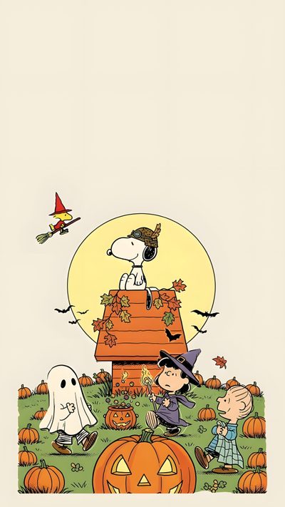 charlie and his friends are in the pumpkin patch Snoopy Halloween Phone Happy Holidays Images, Images Snoopy, Cute Screen Savers, Peanuts, antique white