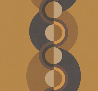 an abstract painting with circles in brown and black Halloween Circle Geometric In Ochre Ochre, Retro Circle, Retro Ochre, Vintage Ochre, Retro Stripe Circle, peru