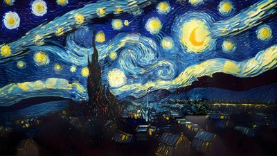 a painting of the starry night over a city Van Gogh Halloween Ipad Aesthetic 4k, Desktop Starry Night, 1920 1080 Desktop Hd, dark slate gray