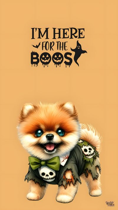 a small dog with blue eyes and a bow tie is standing in front of an orange background Dog Halloween Iphone Cute Halloween Dog Cartoon, Cute Halloween Puppy, Cute Halloween Puppy Backgrounds, sandy brown