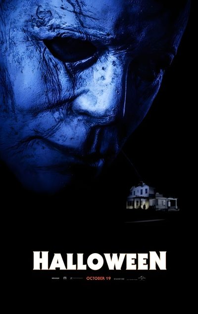 a movie poster for halloween with the face of a man in blue makeup and an evil looking Halloween The Movie Halloween H20 Movie Poster, Michael Myers Movie Poster, Halloween Movies Michael Myers, black