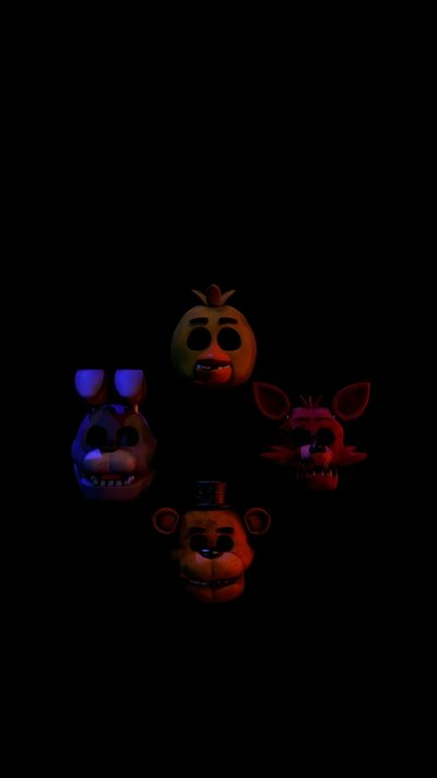 five halloween pumpkins in the dark with their faces painted orange and blue, all wearing glasses Fnaf Halloween Fnaf Home Screen, Fnaf Orange, Fnaf Black Background, Fnaf Freddy Background, Fnaf 5,