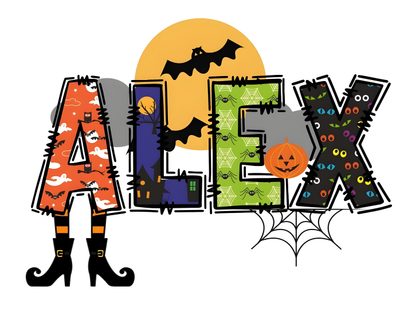 an image of the word halloween spelled out in letters with bats and pumpkins on them Halloween Name Halloween Monster Font, Happy Halloween Lettering Illustration, Halloween Words Clipart, white
